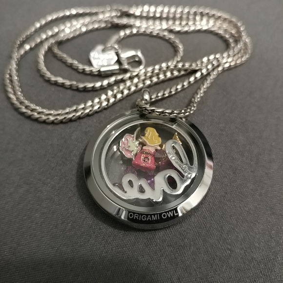 Origami Owl Disney Aurora Sleeping Beauty Locket Necklace Charms Crystals Set - Picture 11 of 16